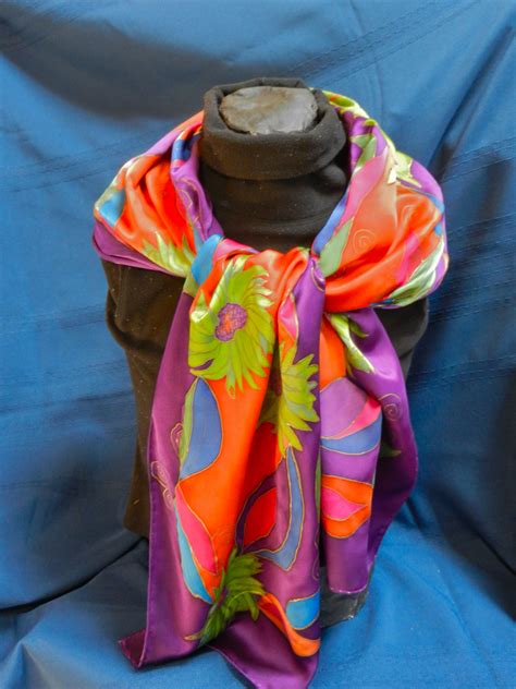 Great Colours Hand Painted Silk Scarf Silk Scarf Painting Hand
