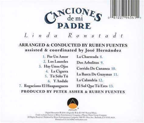 Canciones De Mi Padre Remastered Linda Ronstadt Cd Album
