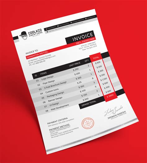 Free Professional Business Invoice Design Template In Ai And Eps Format