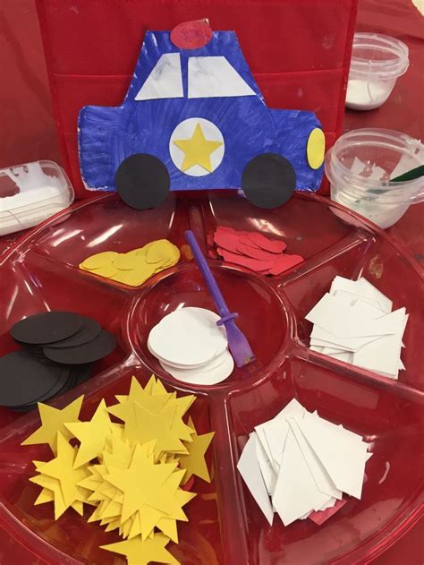 Police car preschool activity with shapes math | Community helpers