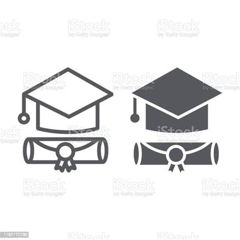 Graduation Cap Line And Glyph Icon Graduate And Knowledge Academic Hat