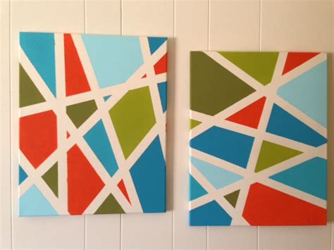 Deb Sues Creations Painted Fabric And Painters Tape Canvas