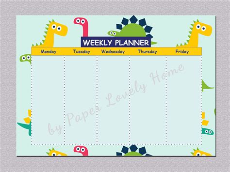 Kids Daily Schedule Dinosaur Printable For Instant Download Etsy