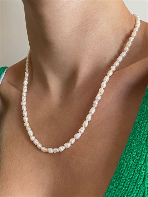 Freshwater Pearl Necklace Mens Pearl Necklace Choker Etsy