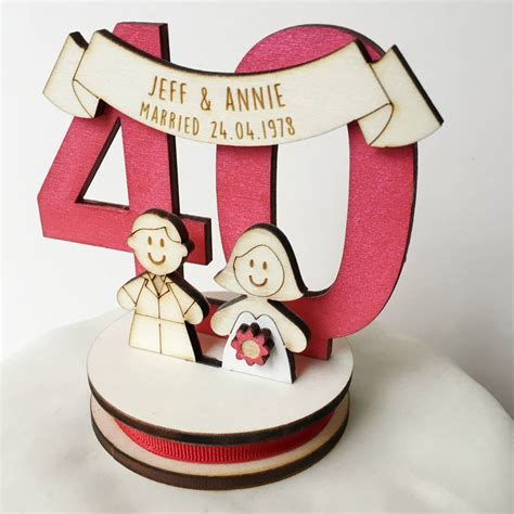 Further, we have anniversary cakes for 1st, 2nd, 3rd, 5th, 10th, 25th or 50th marriage anniversary of the couples. Personalised 40th Anniversary Cake Topper By Just Toppers ...