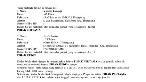 Contoh format surat kuasa untuk menjual tanah atau rumah. Contoh Surat Akta Jual Beli Tanah Terbaru