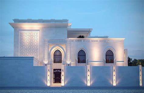 White Modern Islamic Villa Exterior Design Jeddah Saudi Arabia In