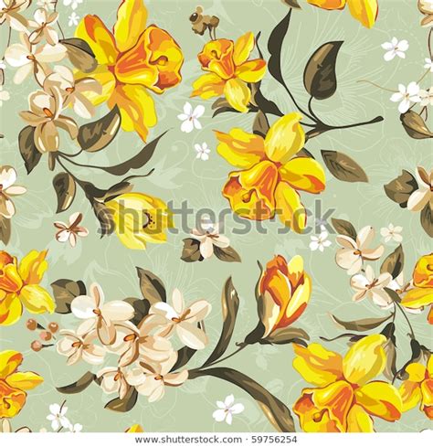 Stylish Beautiful Bright Floral Seamless Pattern Stock Vector Royalty