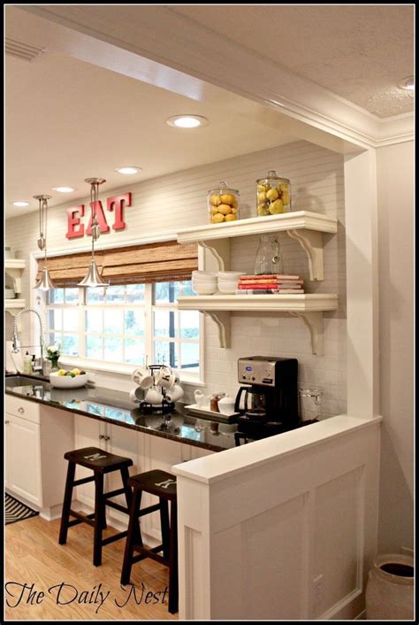 8 reasons you should try open shelving in your kitchen. Lightened Up Home Reveal | Farmhouse style kitchen, Half wall kitchen, Kitchen design open