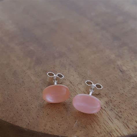 Pink Mother Of Pearl Earrings Sterling Silver Stud Earrings Etsy