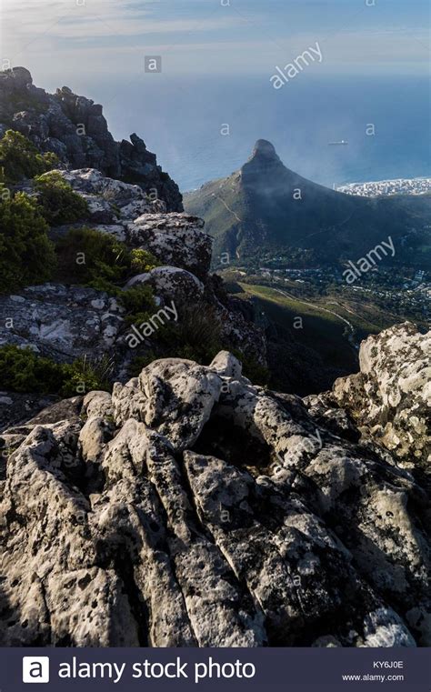 Lions Head Famous Cape Town Landmark As Seen From Table Mountain With