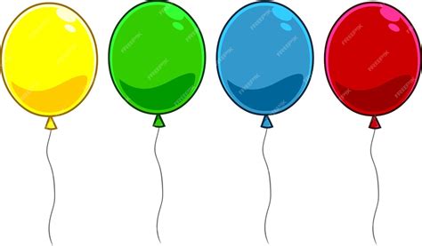 Premium Vector Cartoon Four Colorful Balloons Vector Hand Drawn