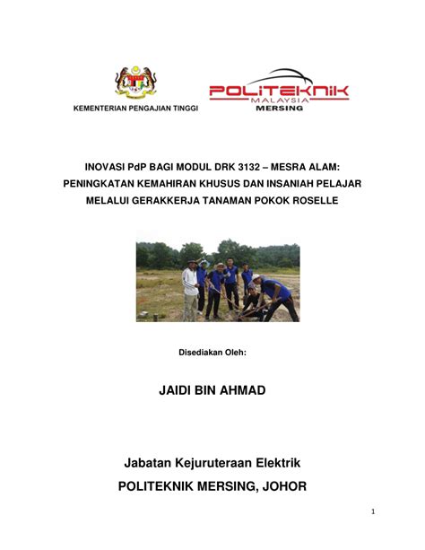 Kuliah berpusat kemahiran insaniah merupakan kuliah wajib bagi pelajar yang mendaftar kursus kokurikulum 3 jam kredit. (PDF) INOVASI PdP BAGI MODUL DRK 3132 -MESRA ALAM ...
