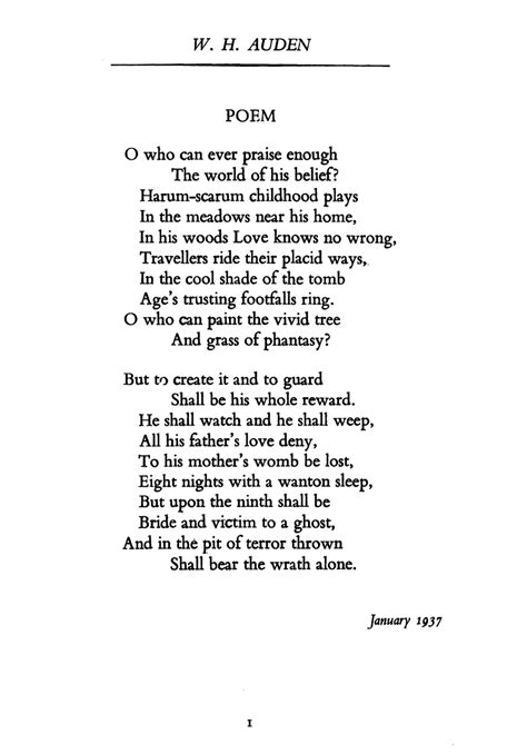 Wh Auden Poem Poems Slam Poetry Words