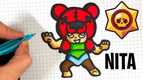 Coloring pages of the computer game brawl stars. TUTO - COMMENT DESSINER NITA (BRAWL STARS) - YouTube