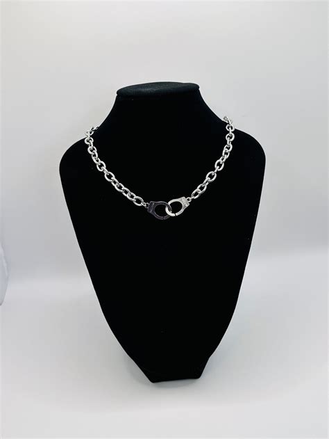 Handcuff Chunky Choker Necklace Stainless Steel Silver Etsy