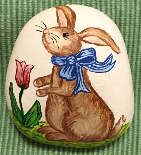Easter Bunny Rabbit Painted Rock Rabbit Painting Painted Rocks
