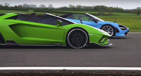 Mclaren 720s Battles It Out Against Lamborghini Aventador S Carscoops