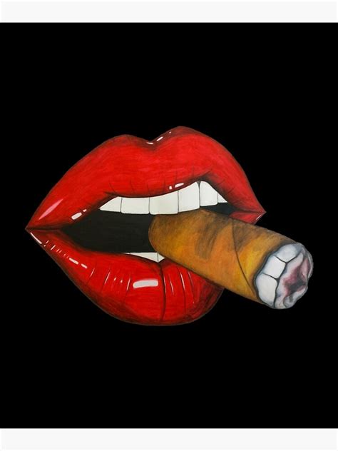sexy women smoke cuban cigar red lips smoking art print by paulrees465 redbubble