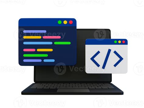 3d Minimal Programming Icon Coding Screen Web Development Concept
