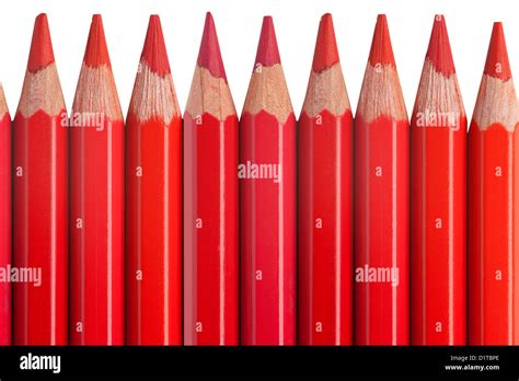 Red Pencils Isolated On White Background Or Color Crayons Stock Photo