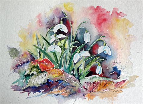 Snowdrops Painting By Kovacs Anna Brigitta Fine Art America