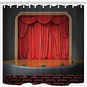 The curtain theatre is primarily a shakespeare edge theatre lucky penny productions main stage west marin county theater marin musical theater. Amazon.com: KOTOM Musical Theater Decor Shower Curtain, Theater Room with Red Seating, Polyester ...