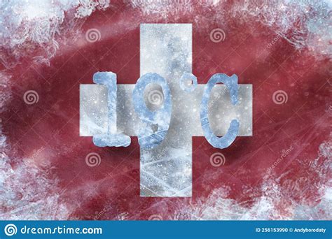 Frozen National Flag Of Switzerland Closeup Of Grunge Swiss Flag Stock