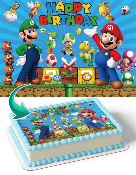 Buy CAKECERY Mario Luigi Yoshi Super MarioBros Edible Cake Image Topper
