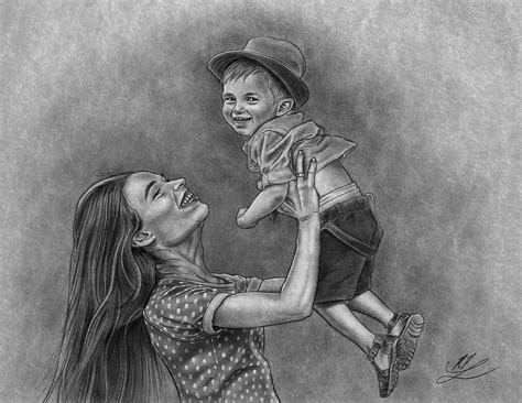 Mom And Son Realistic Drawing On Behance