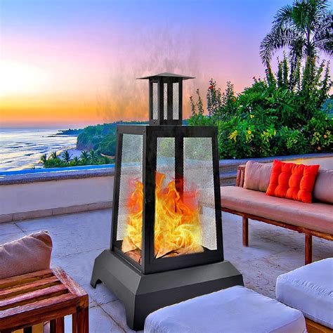 Buy Large Fire Pit Steel Wood Burning Outdoor Fireplace Tower 44 High Big Patio Firepits With