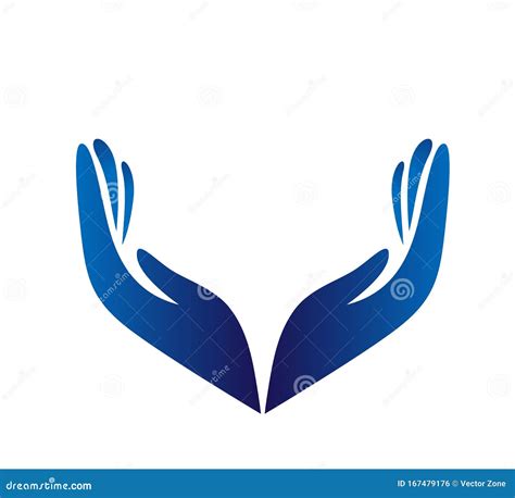 Two Hands Up Hands And Helper Blue Hands Logo Stock Vector