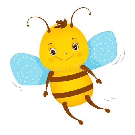 Cute Cartoon Bee Flies Children S Illustration Isolated On A White