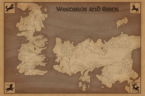 George Rr Martin A Song Of Ice And Fire Westeros And Essos Map