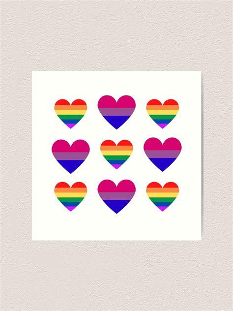 Pride Flag Heart And Bisexual Flag Heart Pack Art Print For Sale By Throuplescorner Redbubble