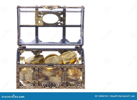 Treasure Chest With Gold Coins Isolated Stock Image Image Of Isolated