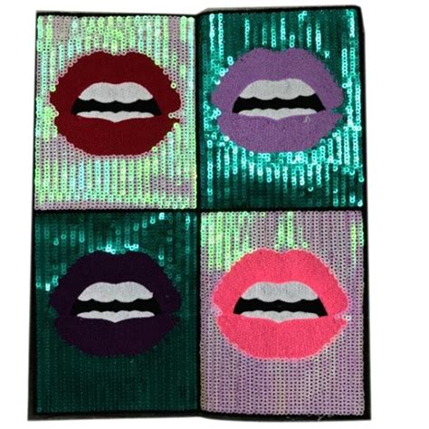 Sequins 4color Patch 35cm Lips Jigsaw Deal With It Iron On Patches For