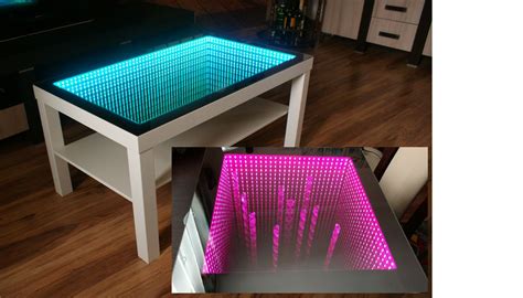 White Table Led 3d Coffee Table Illuminated Infinity Mirror Effect