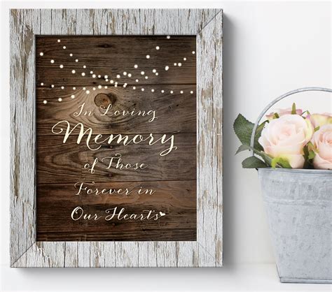In Memory Of Printable Wedding Memorial Sign With Rustic Wood Etsy