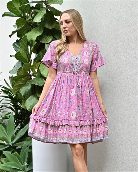 Katie Dress Pink Floral Bird And Co The Label