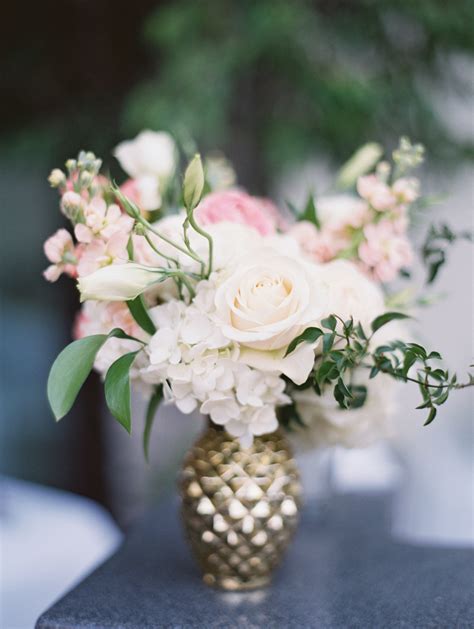 Ivory Flowers In Gold Bud Vase Elizabeth Anne Designs The Wedding Blog
