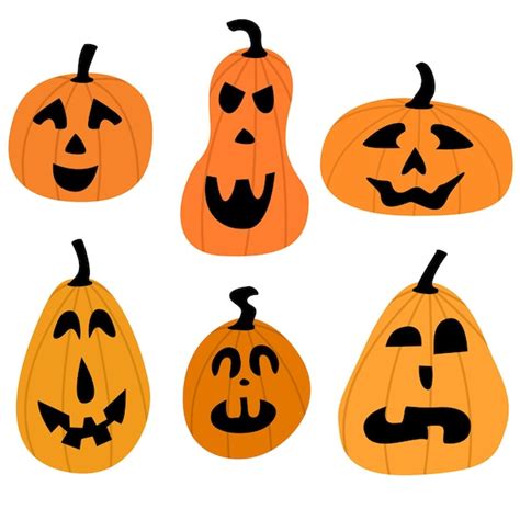 Premium Vector Set Of Halloween Pumpkins Pumpkin Of Different Shapes