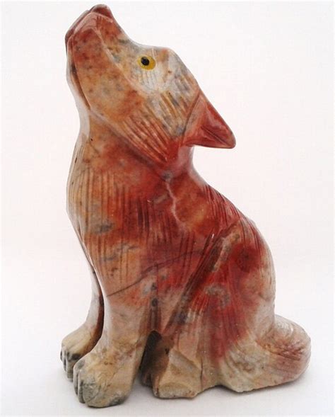 Carved Soapstone Howling Wolf Figurine No6 Size 3 By Withamcrafts