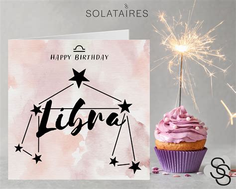 Libra Zodiac Sign Birthday Card Uk Libra Horoscope Etsy In 2021 Birthday Cards For Friends
