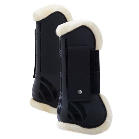 Horze Caliber Faux Fur Open Front Horse Protection Tendon Boots For