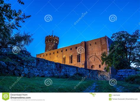 Medieval Teutonic Castle In Swiecie At Night Stock Photo Image Of