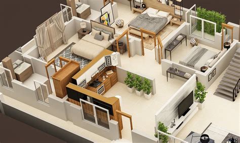 3d floor plan cut section house design interior desig