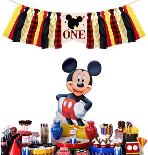 Mickey Mouse Kids First Birthday Highchair Bannermickey Mouse Etsy