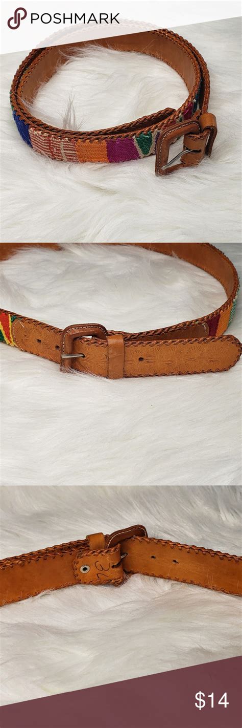 Colorful Leather Belt With Detailing Colored Leather Leather