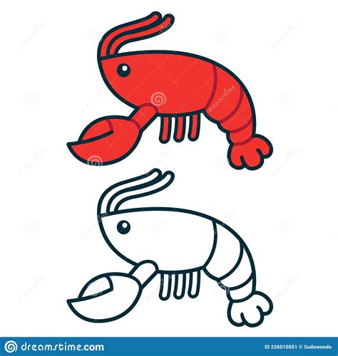 Cartoon Lobster Or Crawfish Drawing Stock Vector Illustration Of
